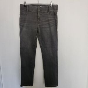 Nine West Womens Double Button  Zip Straight Leg Elastic Waist Jean Pant Size 14